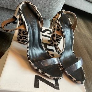 White and Black Block Heels